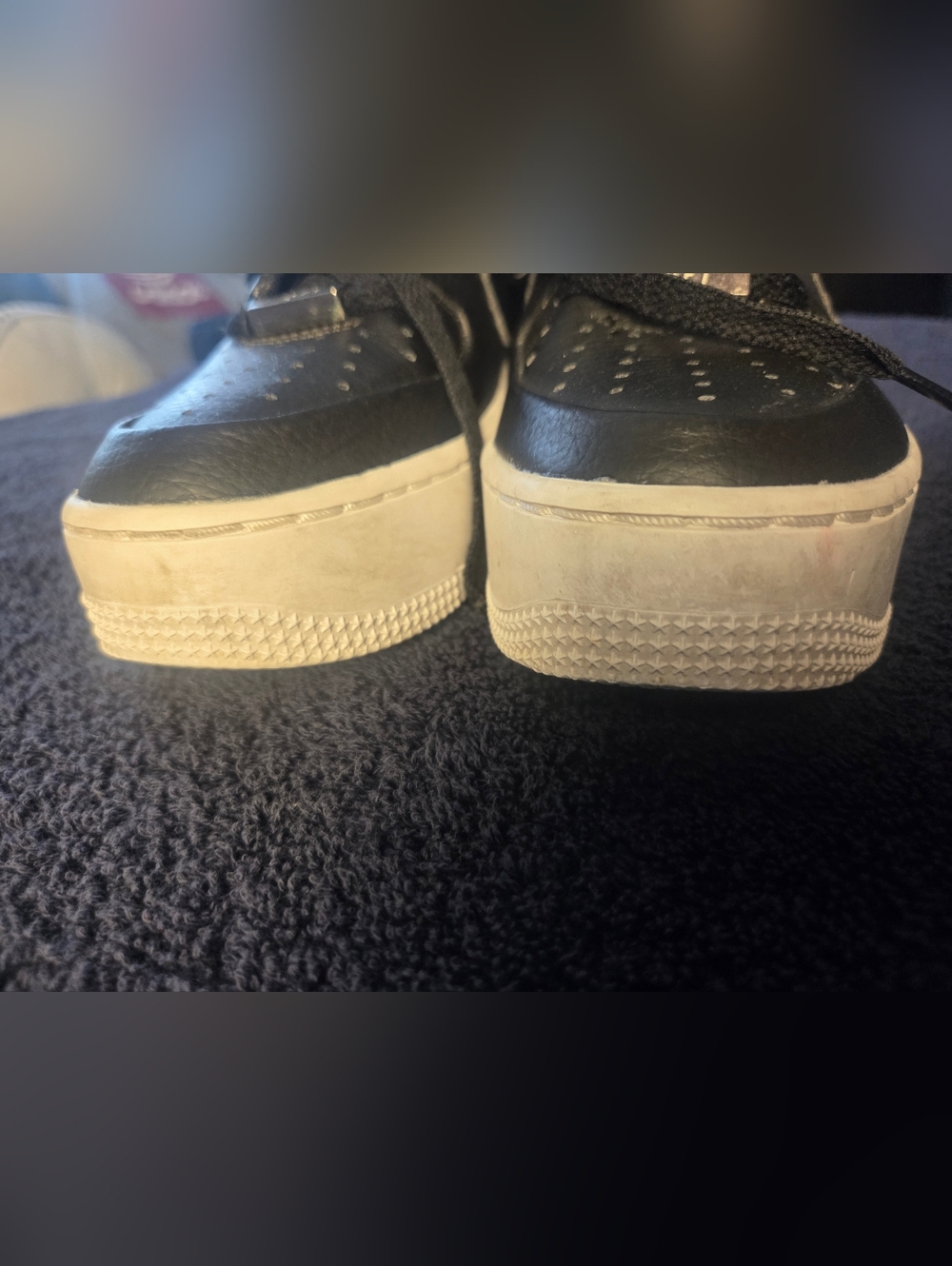 Nike Kids Black Leather Low-Top Sneakers with White Platform Sole - Picture 7 of 10